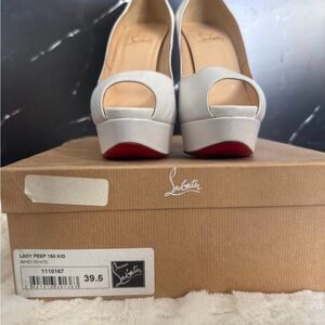 Christian Louboutin White Peep Toe Heels